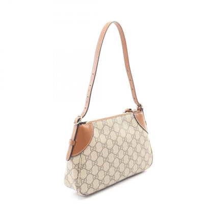Gucci Shoulder Bag GG Emblem Smo Beige Brown Co Ting Canvas Leather Smo — view 2