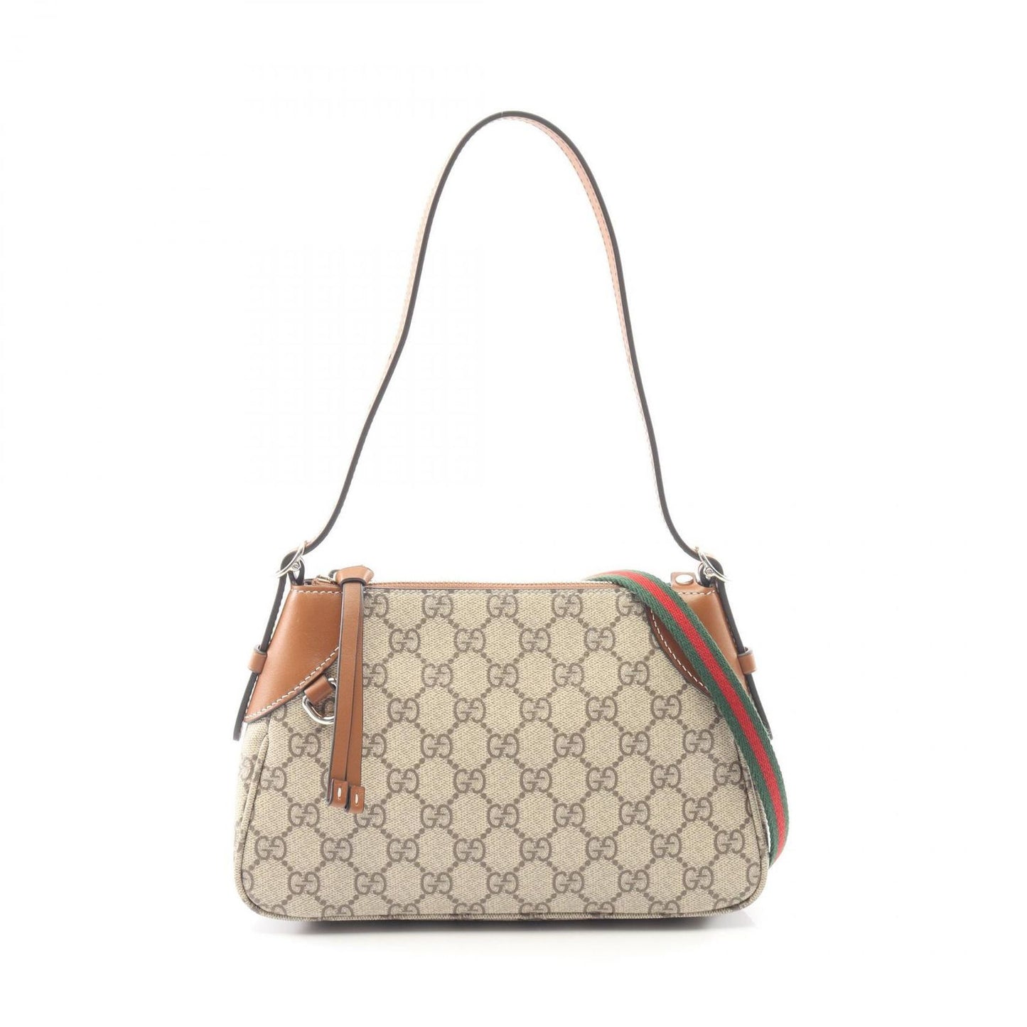 Gucci Shoulder Bag GG Emblem Smo Beige Brown Co Ting Canvas Leather Smo
