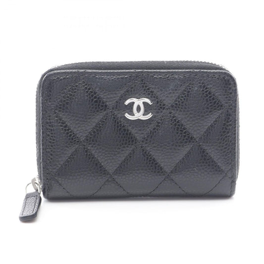 Chanel Coin Case Classic Zip Spa Quilted Black Fu
