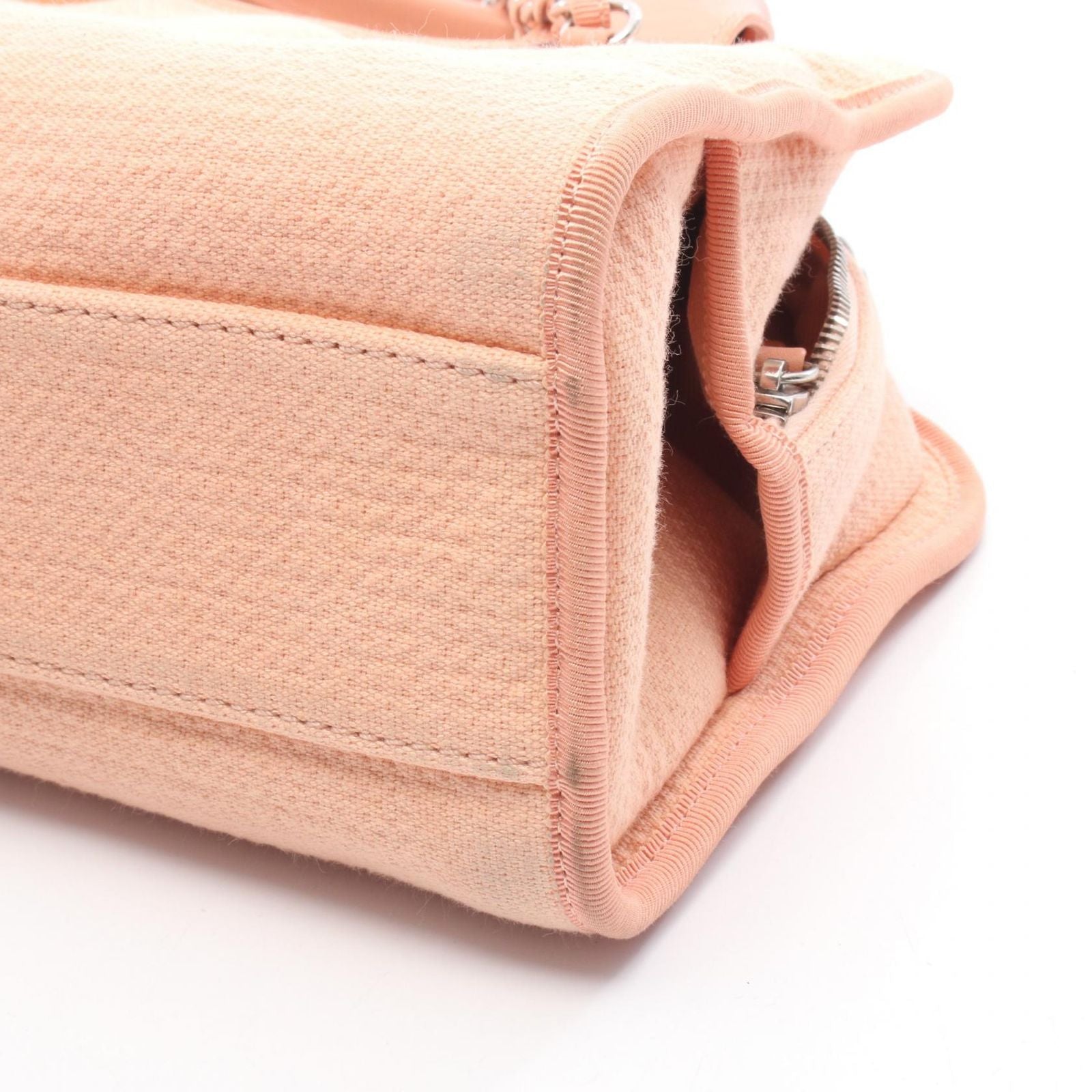 Chanel Shoulder Bag Deauville Sa Mont Pink Canvas Leather — view 9
