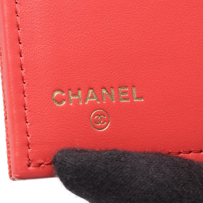 Chanel Trifold Wallet Quilted Co Ral Red Leather Fu — view 4
