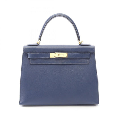 Hermes Handbag Kelly 28 Blue Leather