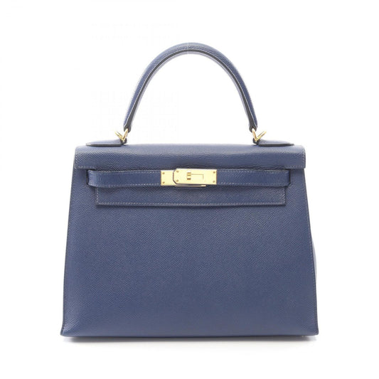 Hermes Handbag Kelly 28 Blue Leather