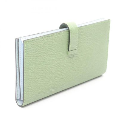 Hermes Bifold Wallet Bearn Souffle Verso CC Vert Cricket Blue Brum Leather — view 2