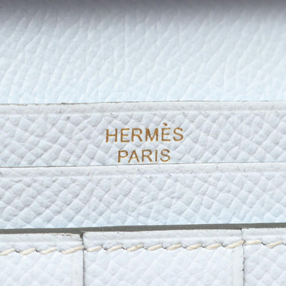 Hermes Bifold Wallet Bearn Souffle Verso CC Vert Cricket Blue Brum Leather — view 5