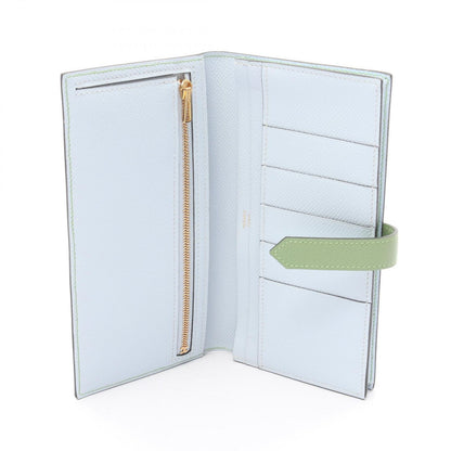 Hermes Bifold Wallet Bearn Souffle Verso CC Vert Cricket Blue Brum Leather — view 3