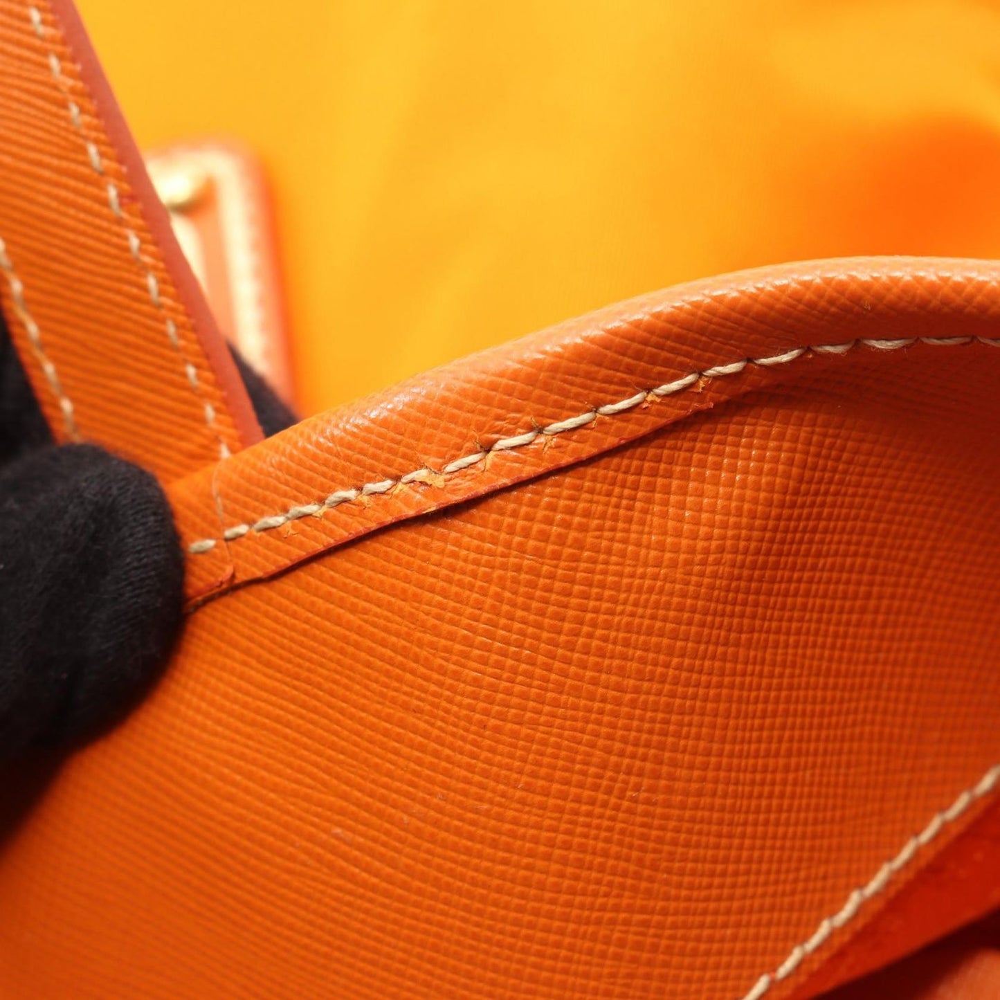 Prada Tote Orange Nylon Saffiano Leather 2-Way — view 9