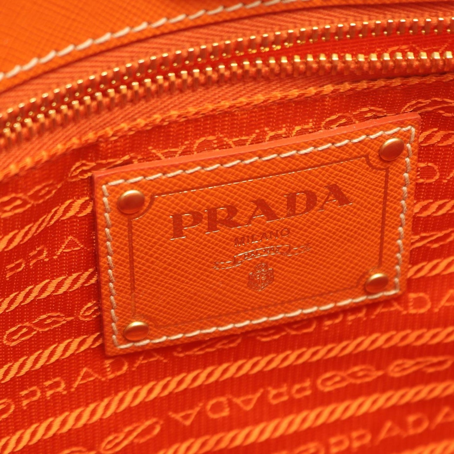 Prada Tote Orange Nylon Saffiano Leather 2-Way — view 4