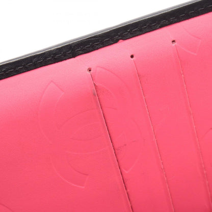 Chanel Bifold Wallet Cambon Line Black Leather Patent Zip — view 7