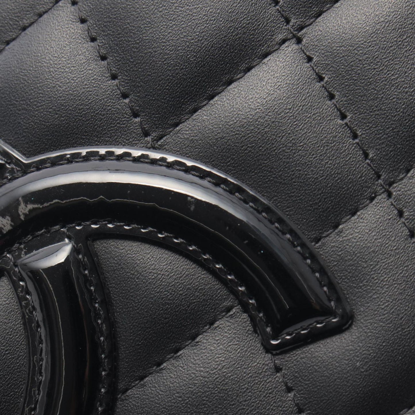 Chanel Bifold Wallet Cambon Line Black Leather Patent Zip — view 8