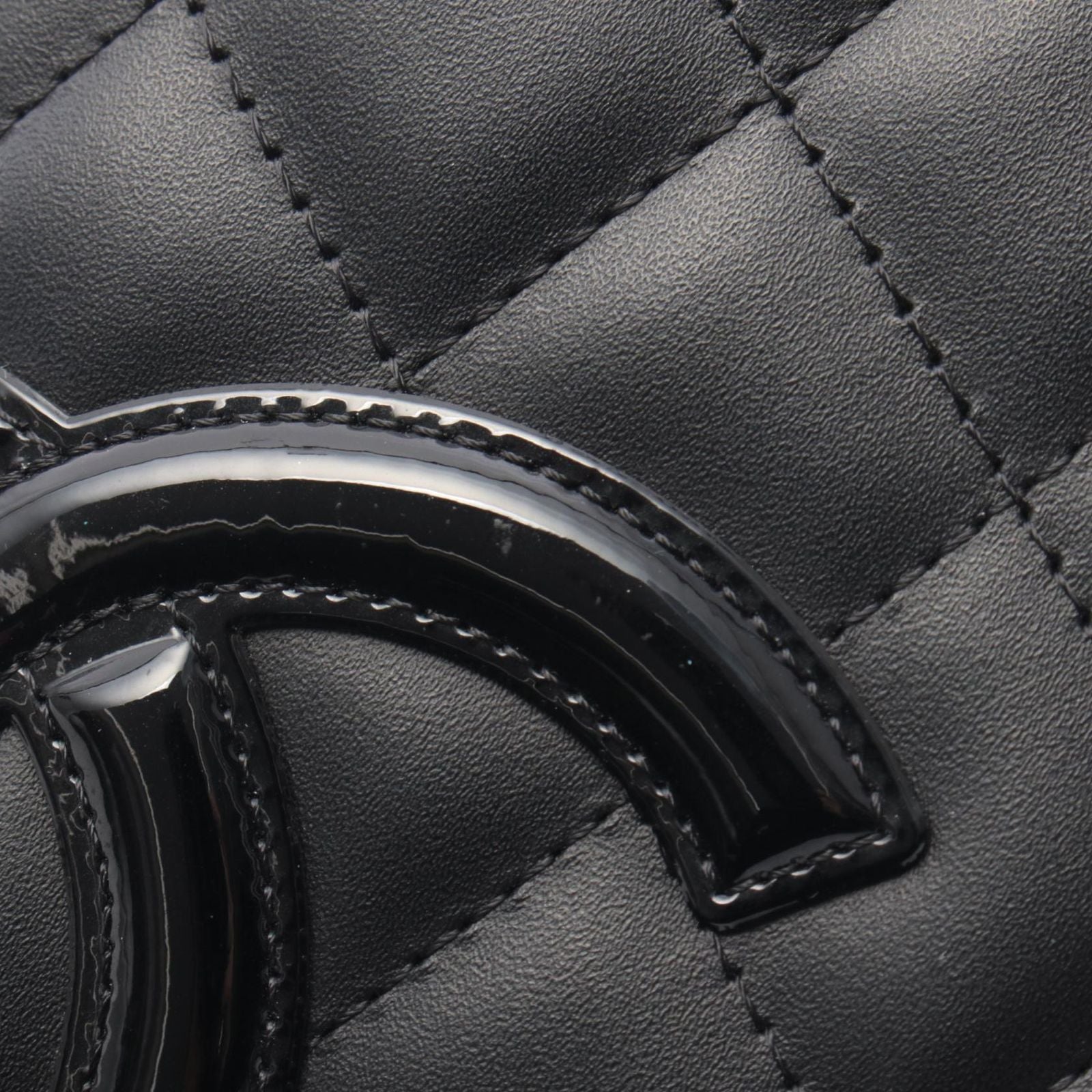 Chanel Bifold Wallet Cambon Line Black Leather Patent Zip — view 8