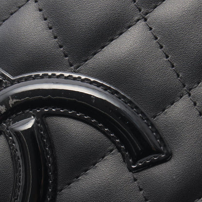 Chanel Bifold Wallet Cambon Line Black Leather Patent Zip — view 8