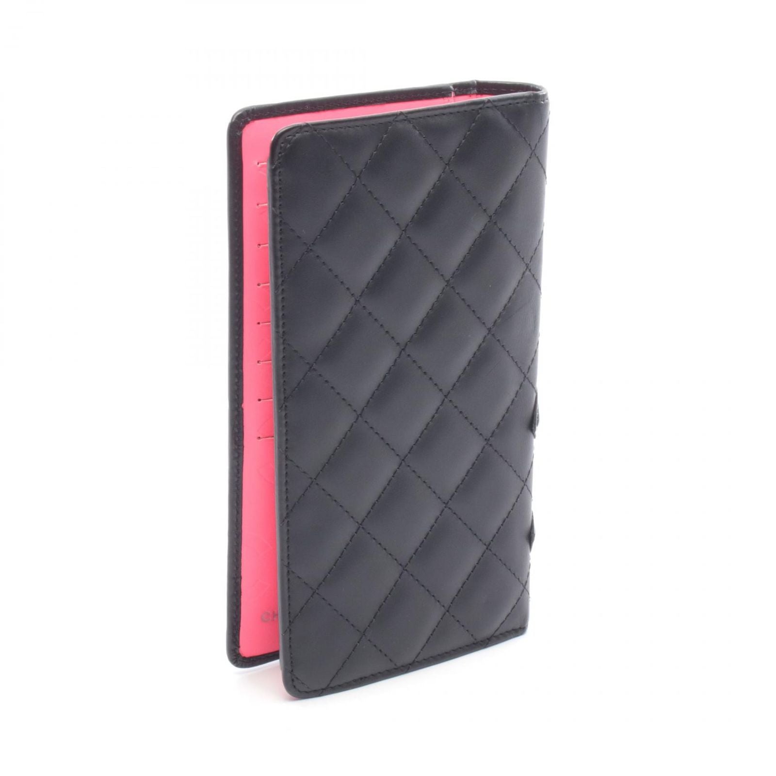 Chanel Bifold Wallet Cambon Line Black Leather Patent Zip — view 2
