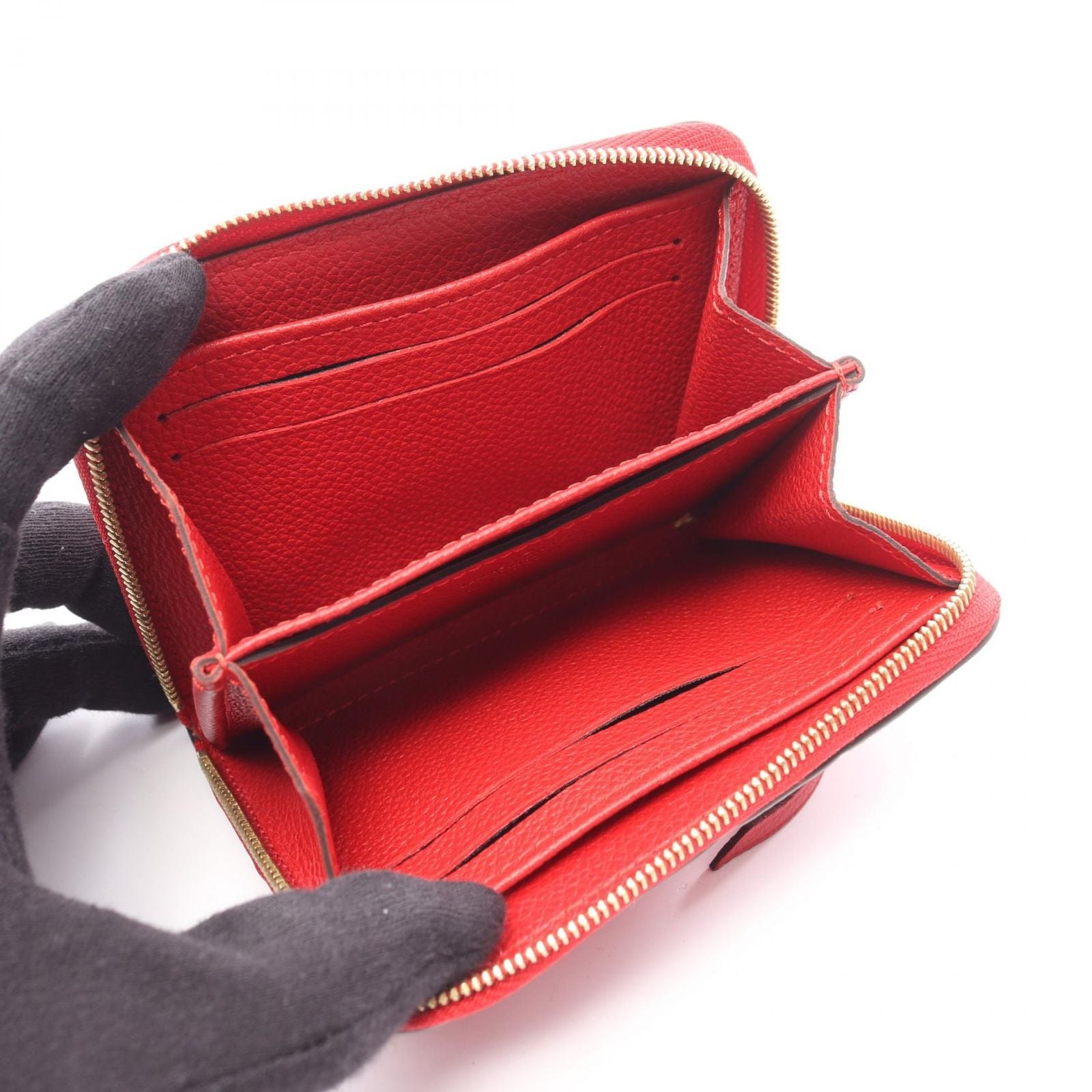 Louis Vuitton Coin Case Zippy Coinpa Cerise Leather Sledy — view 3