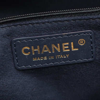 Chanel Tote Deauville Navy Leather Logo Studded — view 4