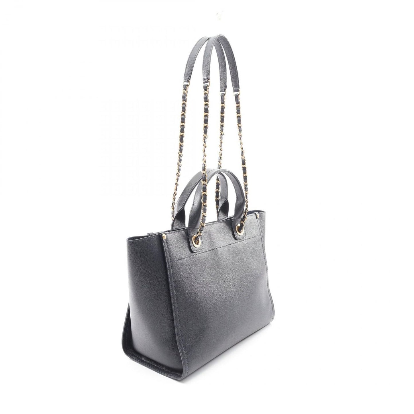 Chanel Tote Deauville Navy Leather Logo Studded — view 2