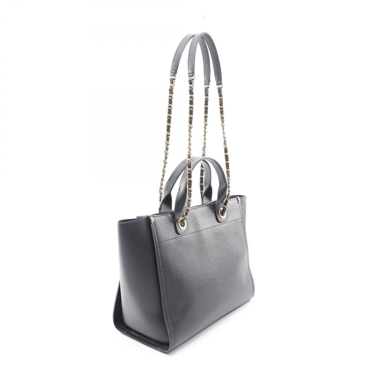 Chanel Tote Deauville Navy Leather Logo Studded — view 2