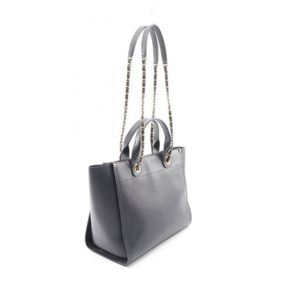 Chanel Tote Deauville Navy Leather Logo Studded — view 2