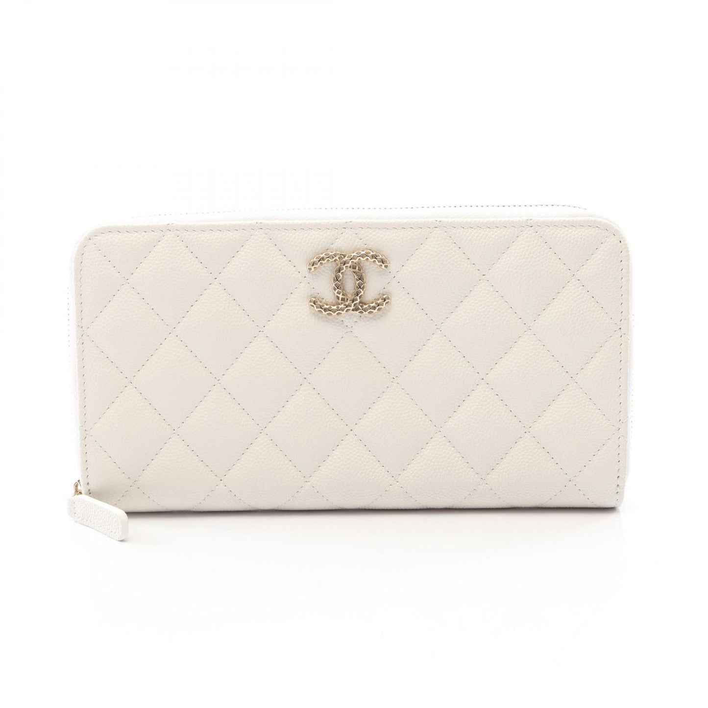 Chanel Round Wallet Quilted White Cowhide
