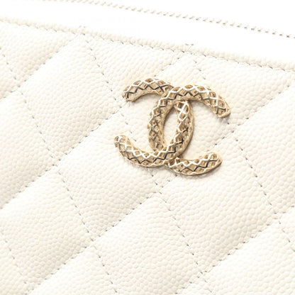 Chanel Round Wallet Quilted White Cowhide — view 7