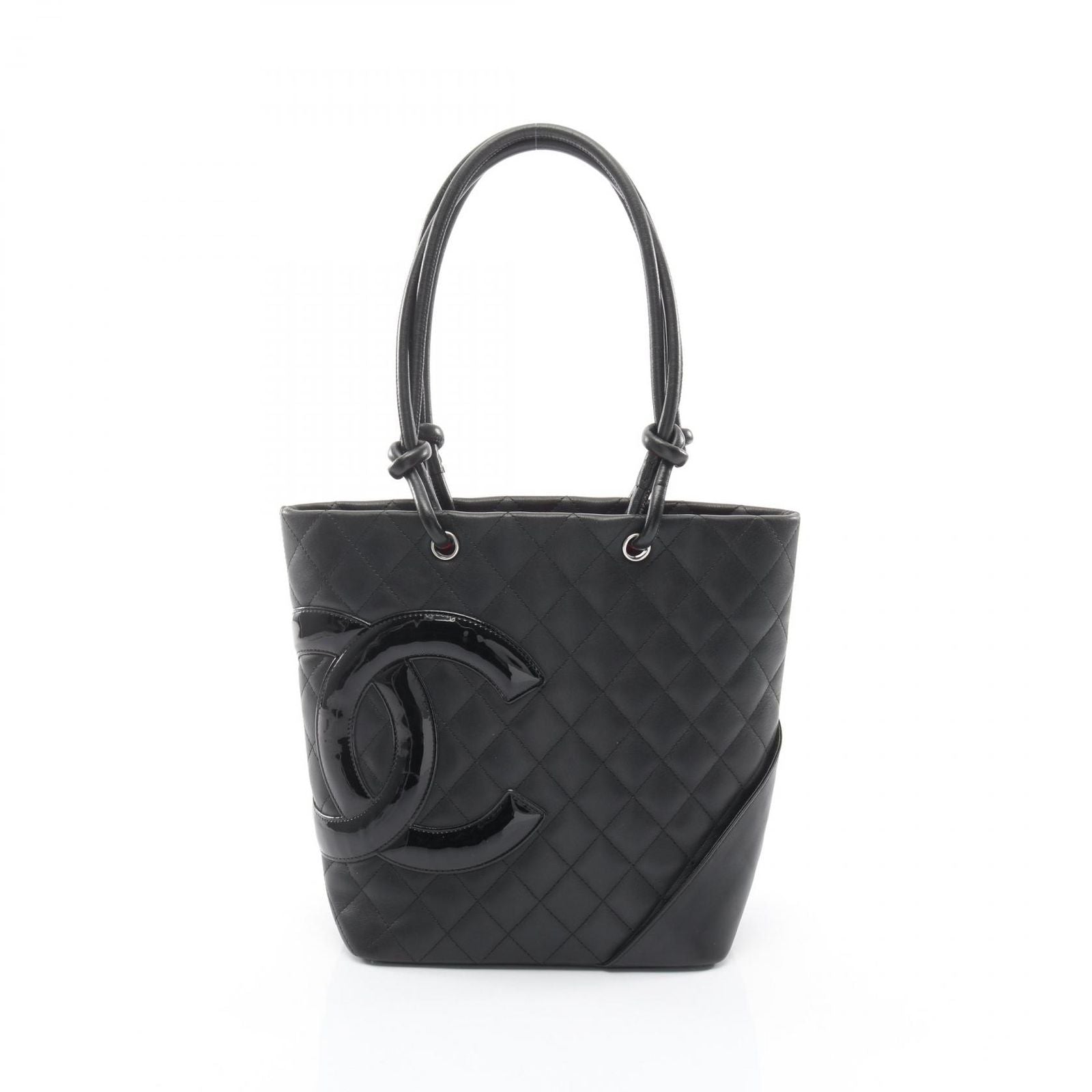 Chanel Tote Cambon Line Black Enamel Leather Patent