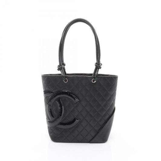 Chanel Tote Cambon Line Black Enamel Leather Patent