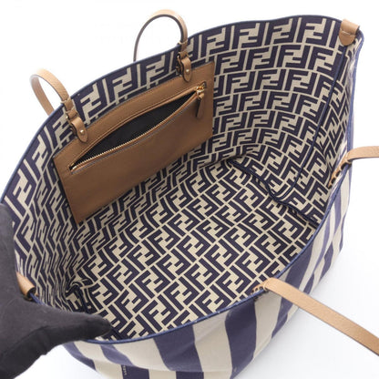 Fendi Tote Large Roll Beige Navy Canvas Leather Lo-lo-zi — view 3