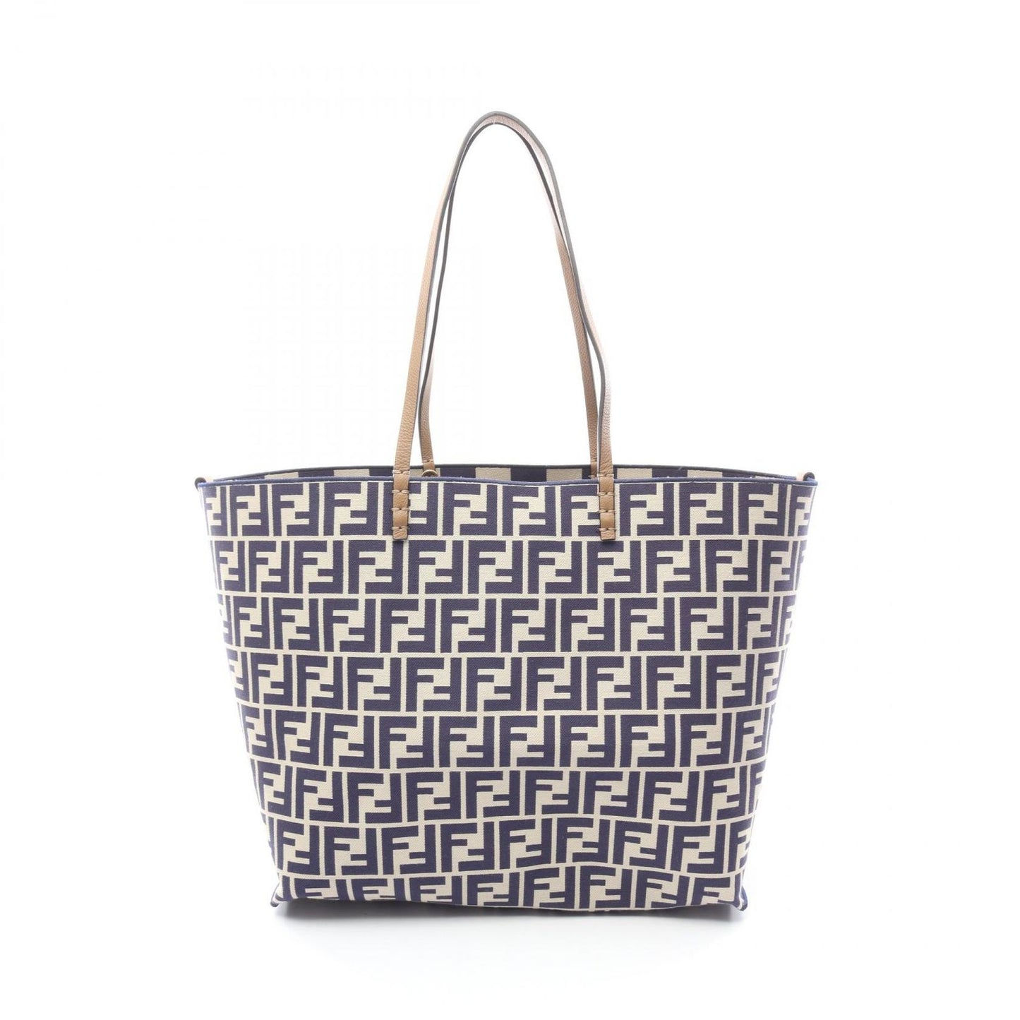 Fendi Tote Large Roll Beige Navy Canvas Leather Lo-lo-zi — view 5