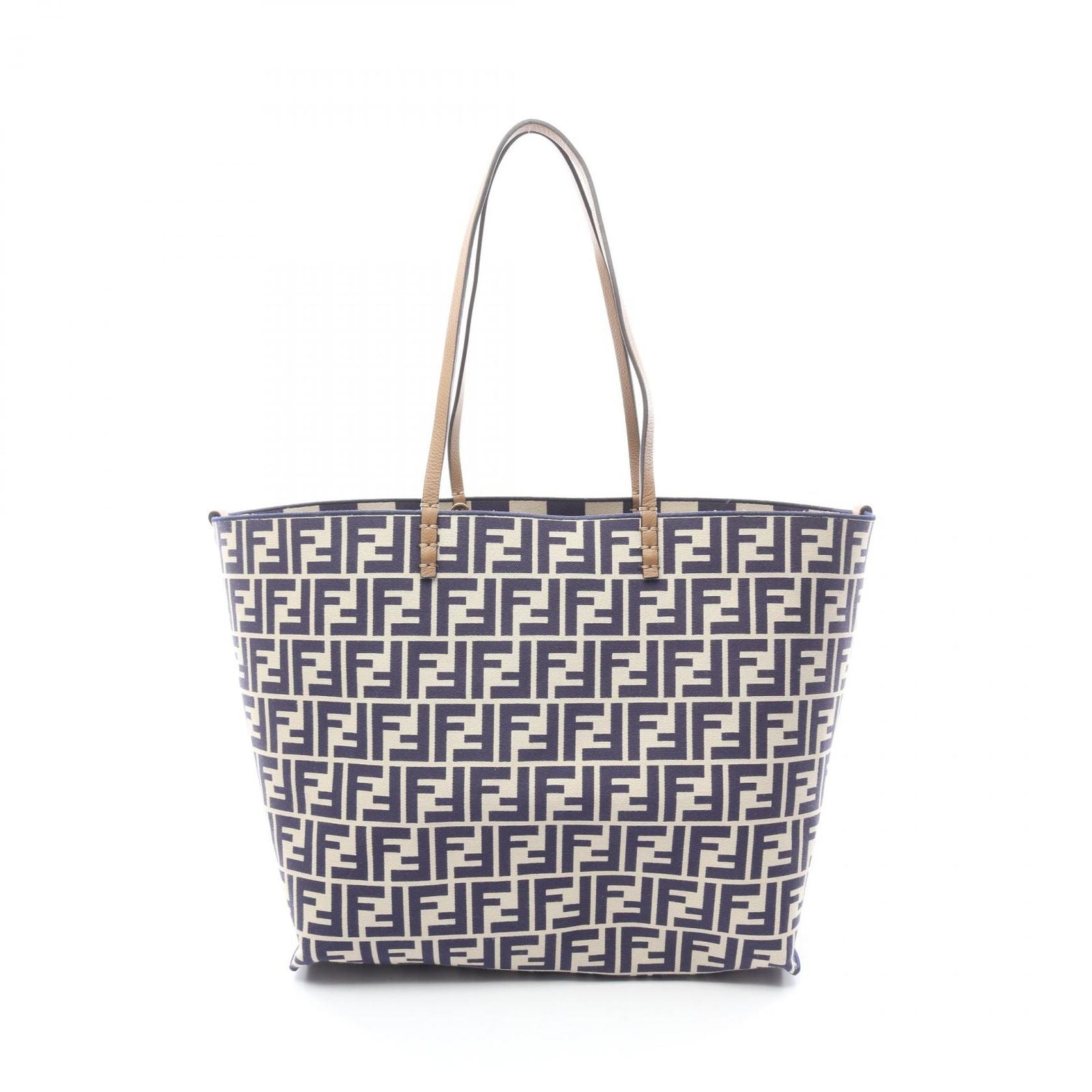Fendi Tote Large Roll Beige Navy Canvas Leather Lo-lo-zi — view 5