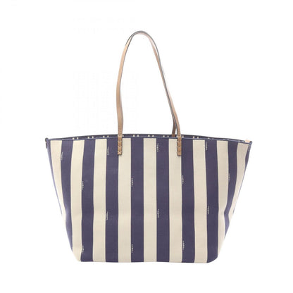Fendi Tote Large Roll Beige Navy Canvas Leather Lo-lo-zi