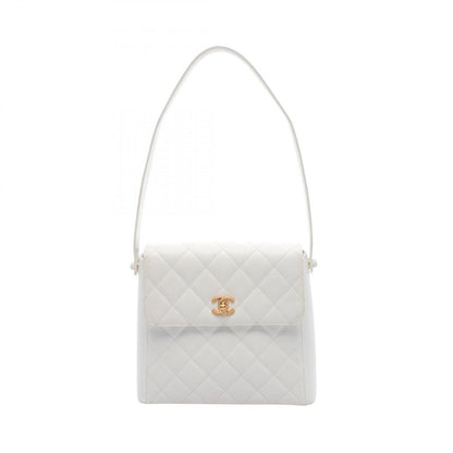Chanel Shoulder Bag Quilted White Leather
