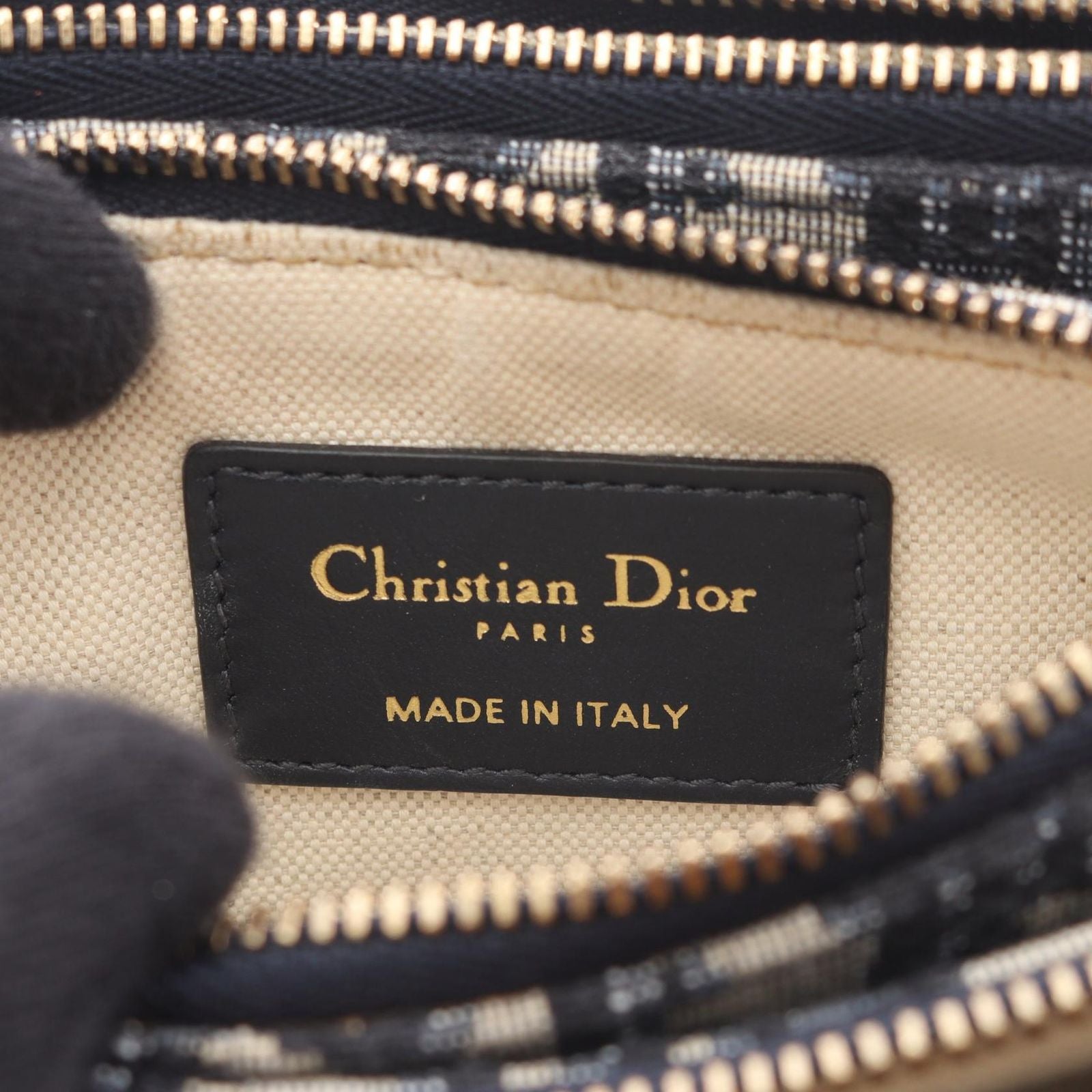 Dior Shoulder Bag Saddle Pouch Oblique Navy Canvas Leather — view 4