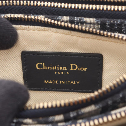 Dior Shoulder Bag Saddle Pouch Oblique Navy Canvas Leather — view 4