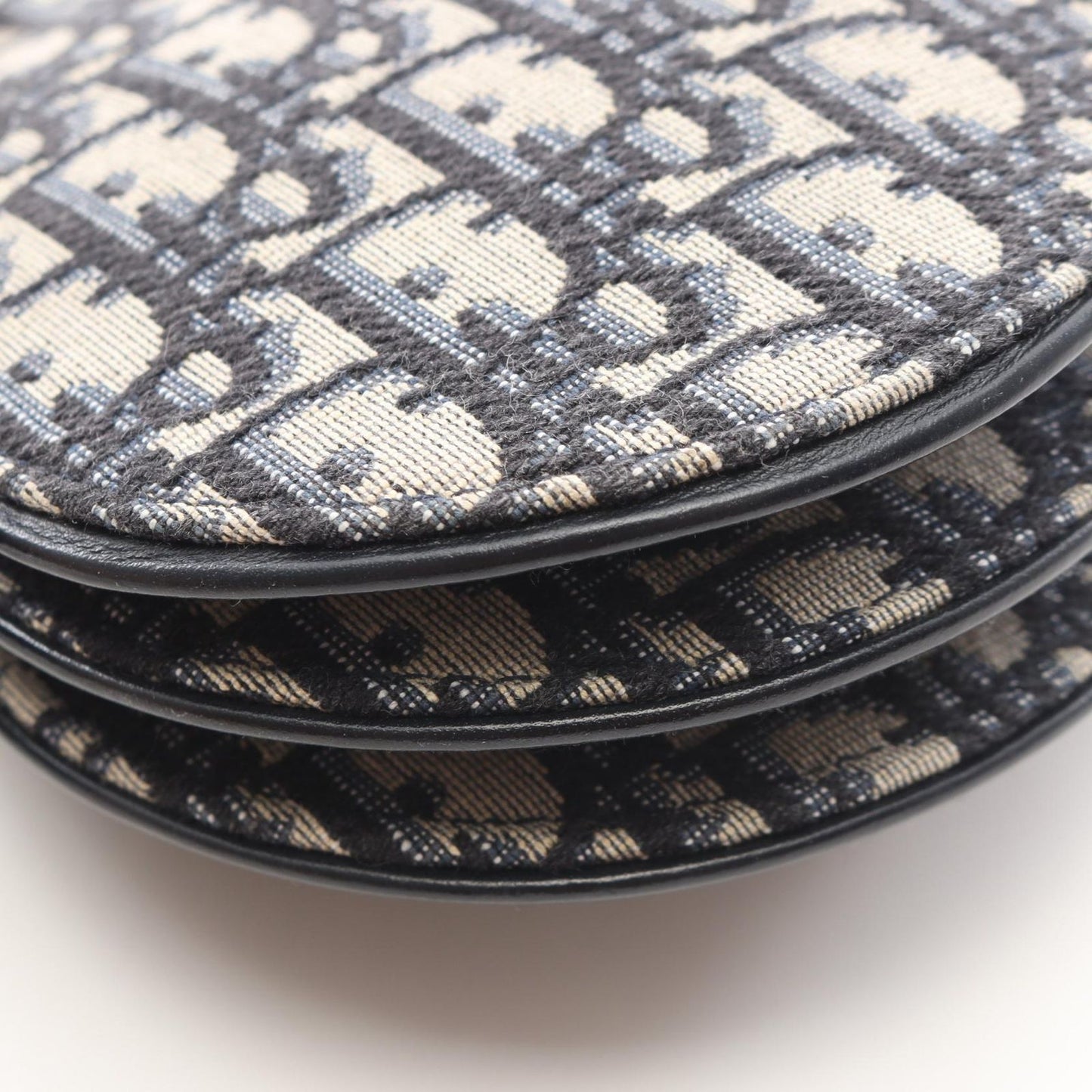 Dior Shoulder Bag Saddle Pouch Oblique Navy Canvas Leather — view 7