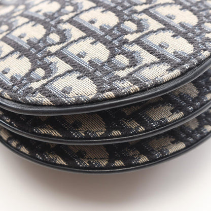 Dior Shoulder Bag Saddle Pouch Oblique Navy Canvas Leather — view 7
