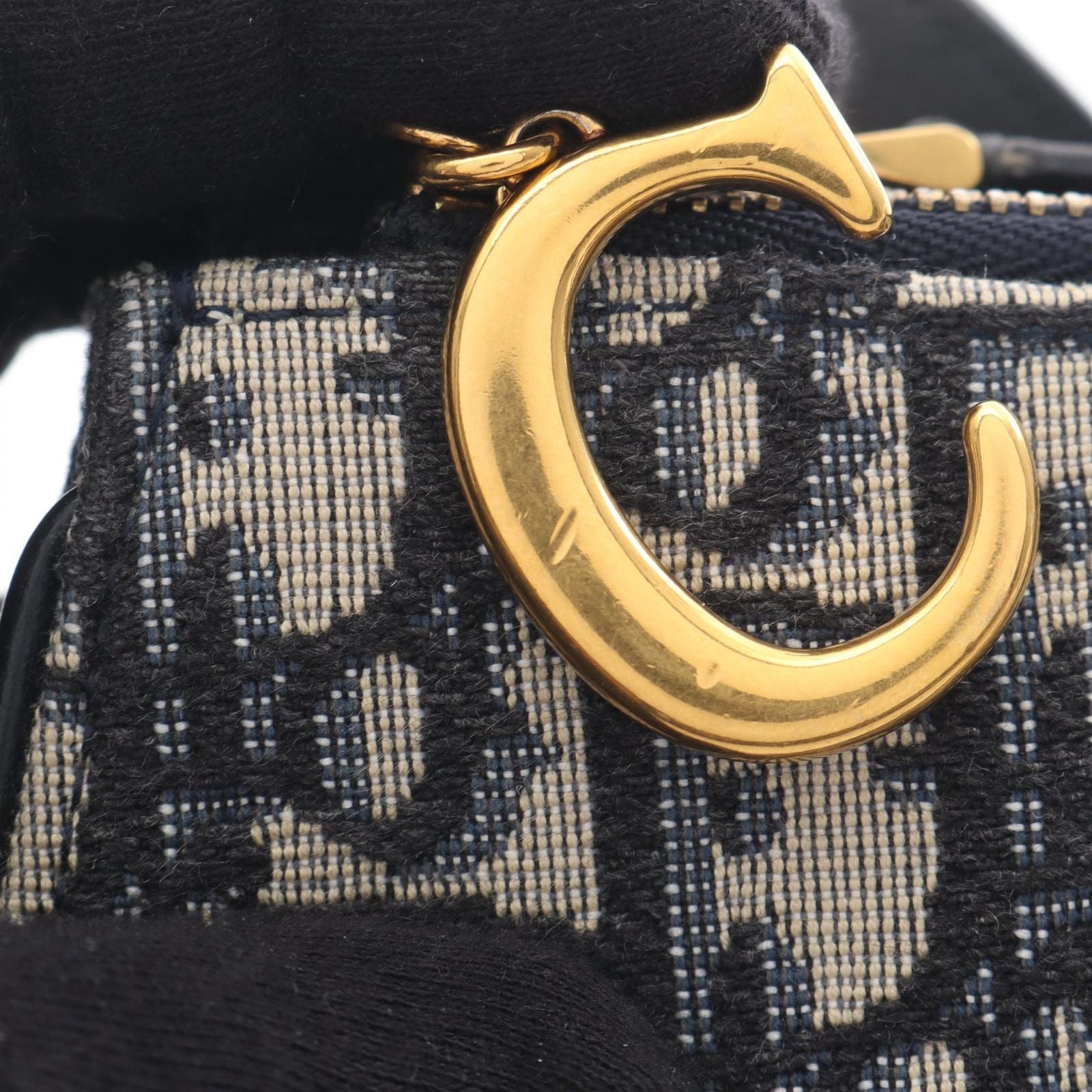 Dior Shoulder Bag Saddle Pouch Oblique Navy Canvas Leather — view 6