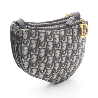 Dior Shoulder Bag Saddle Pouch Oblique Navy Canvas Leather — view 2