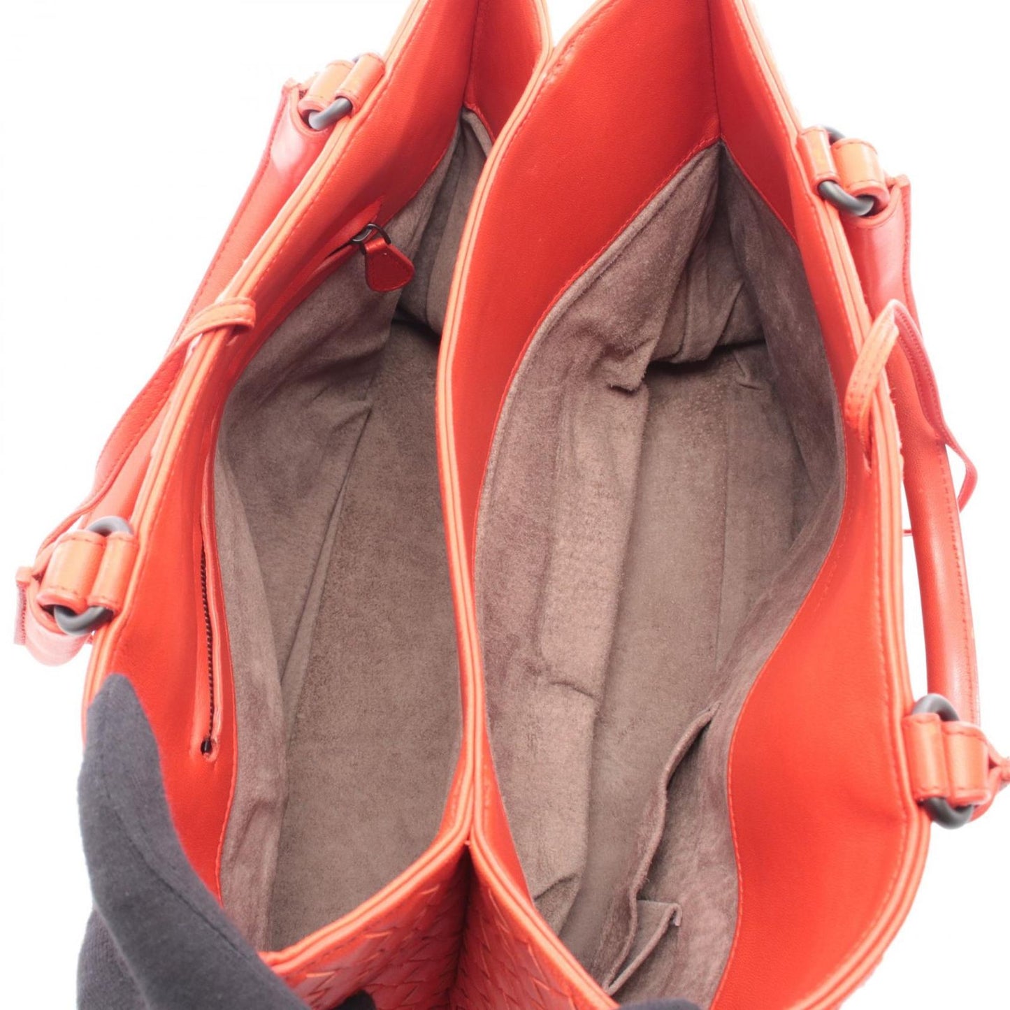Bottega Veneta Tote Intrecha Top Red Leather Top — view 3