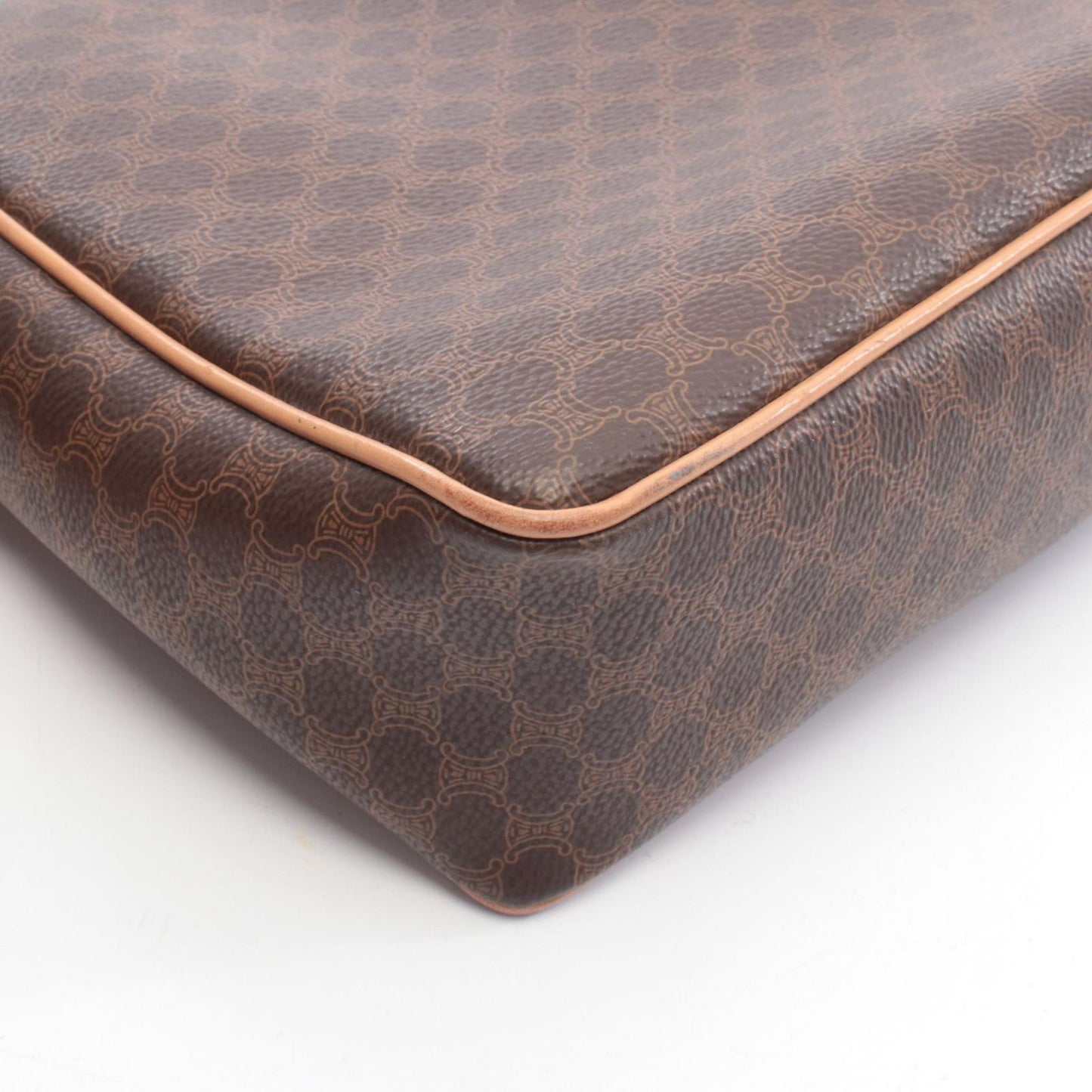 Celine Shoulder Bag Macadam Dark Brown Natural Canvas Leather — view 7