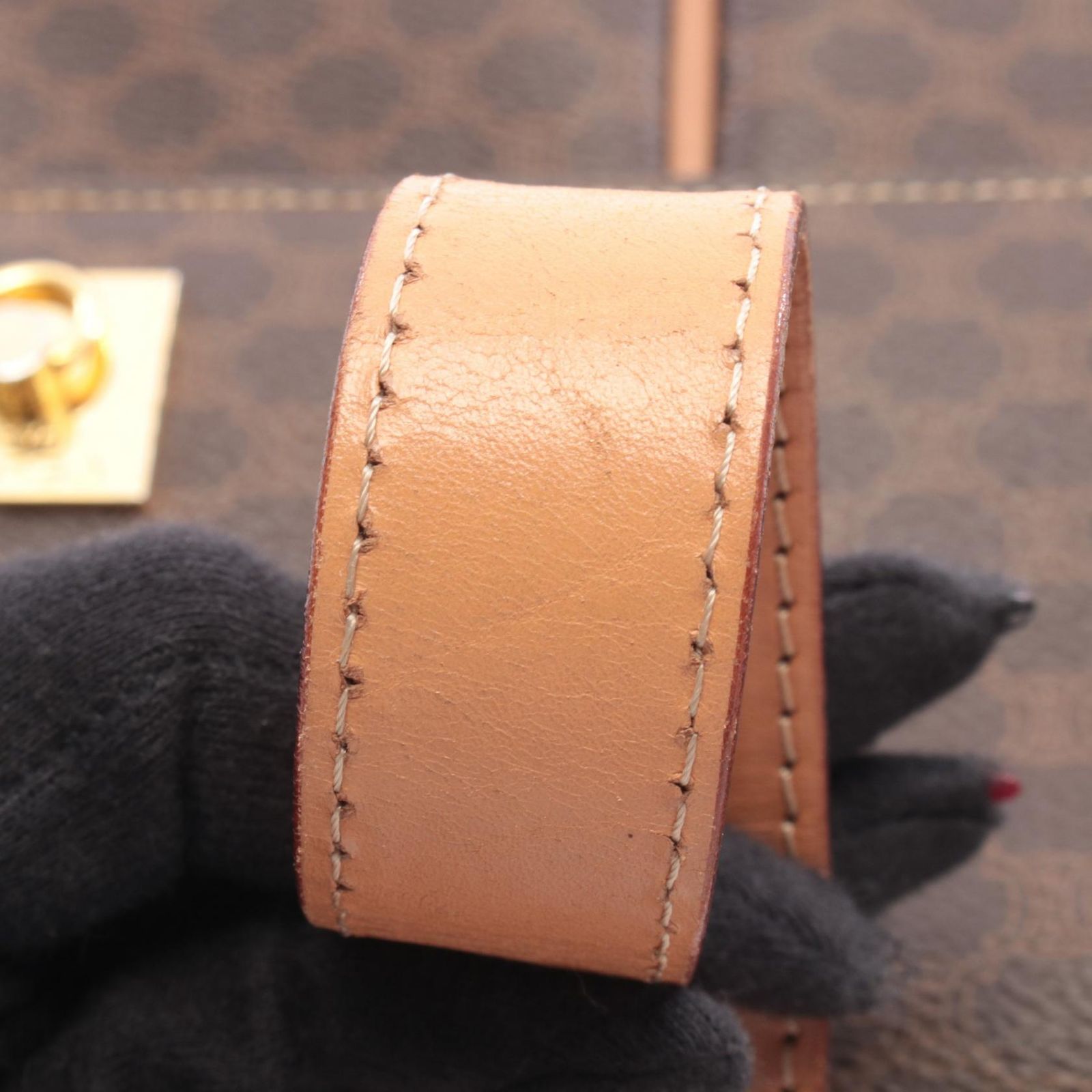 Celine Shoulder Bag Macadam Dark Brown Natural Canvas Leather — view 9