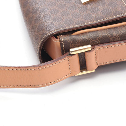 Celine Shoulder Bag Macadam Dark Brown Natural Canvas Leather — view 8