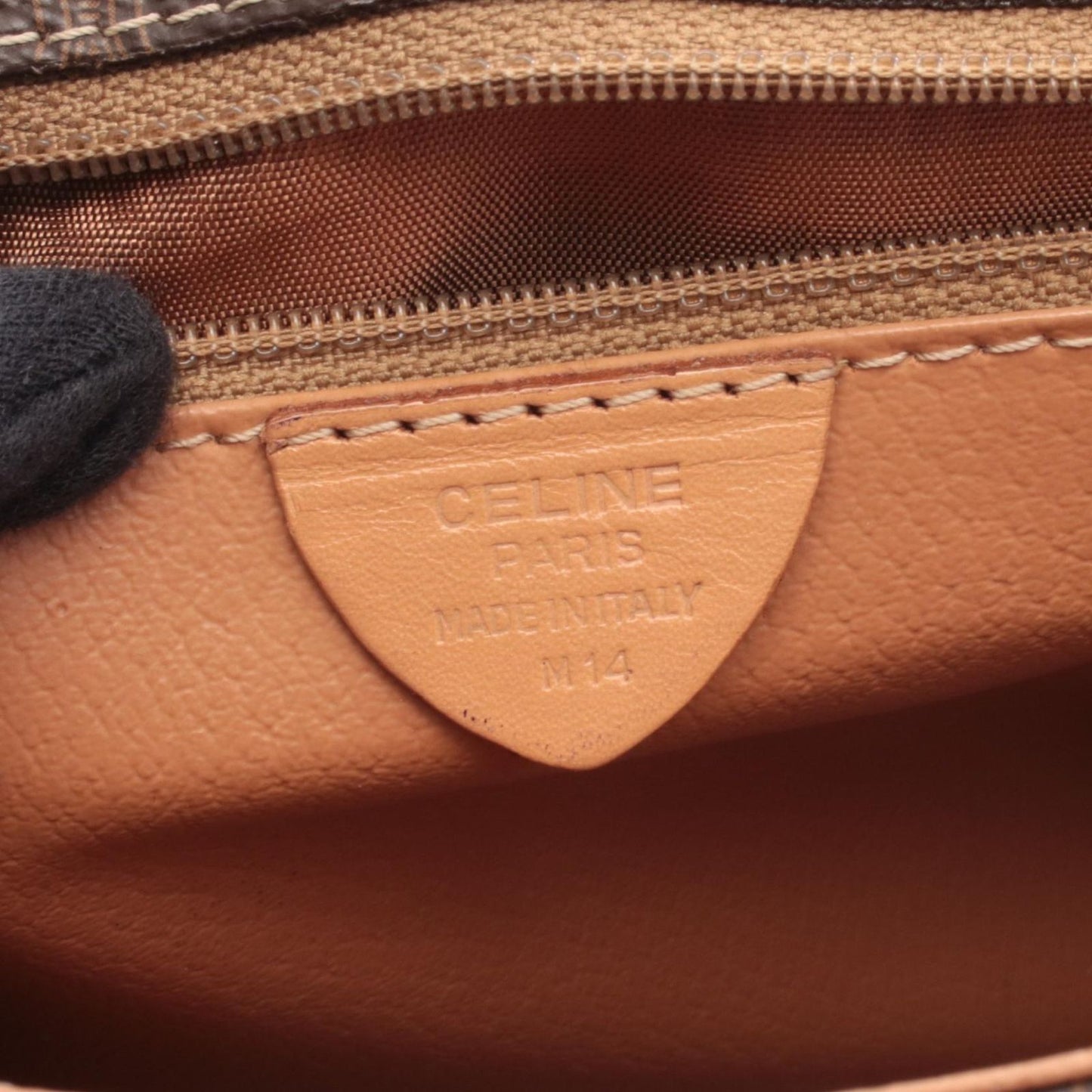 Celine Shoulder Bag Macadam Dark Brown Natural Canvas Leather — view 4