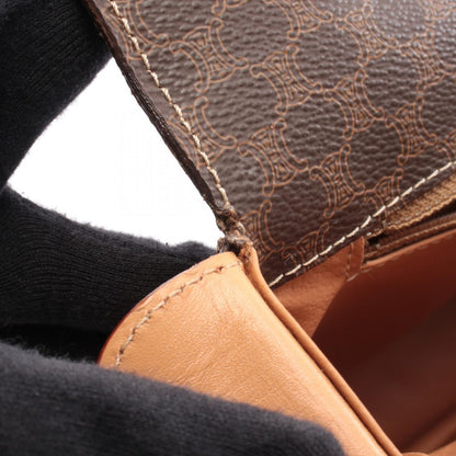 Celine Shoulder Bag Macadam Dark Brown Natural Canvas Leather — view 5