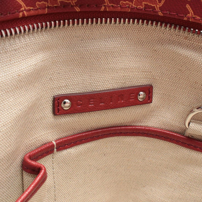 Celine Seri Tote Saruki Red Co Ting Canvas Leather Logo Gram — view 4