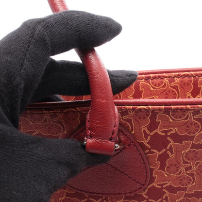 Celine Seri Tote Saruki Red Co Ting Canvas Leather Logo Gram — view 7