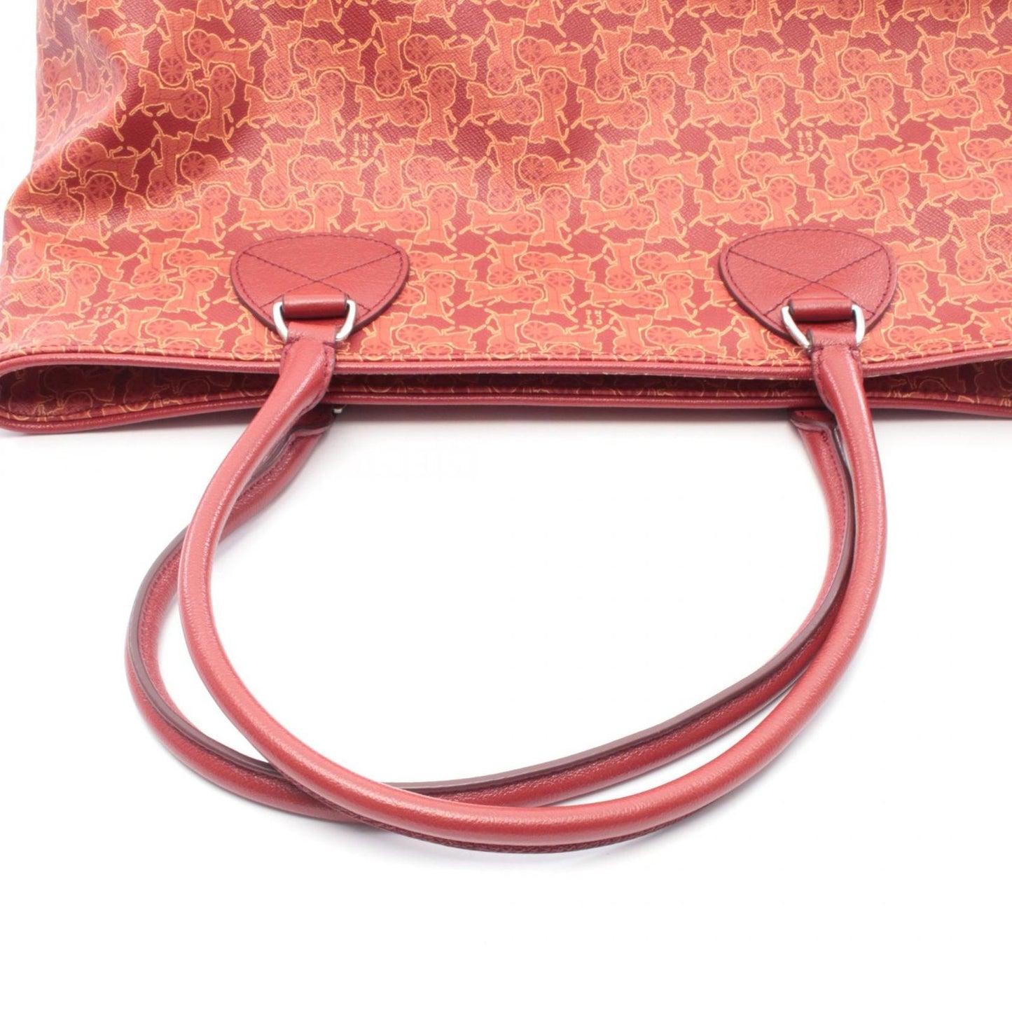 Celine Seri Tote Saruki Red Co Ting Canvas Leather Logo Gram — view 5