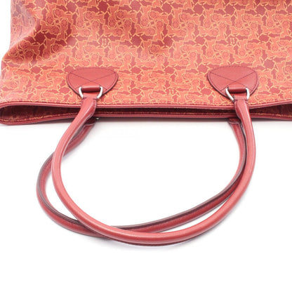 Celine Seri Tote Saruki Red Co Ting Canvas Leather Logo Gram — view 5