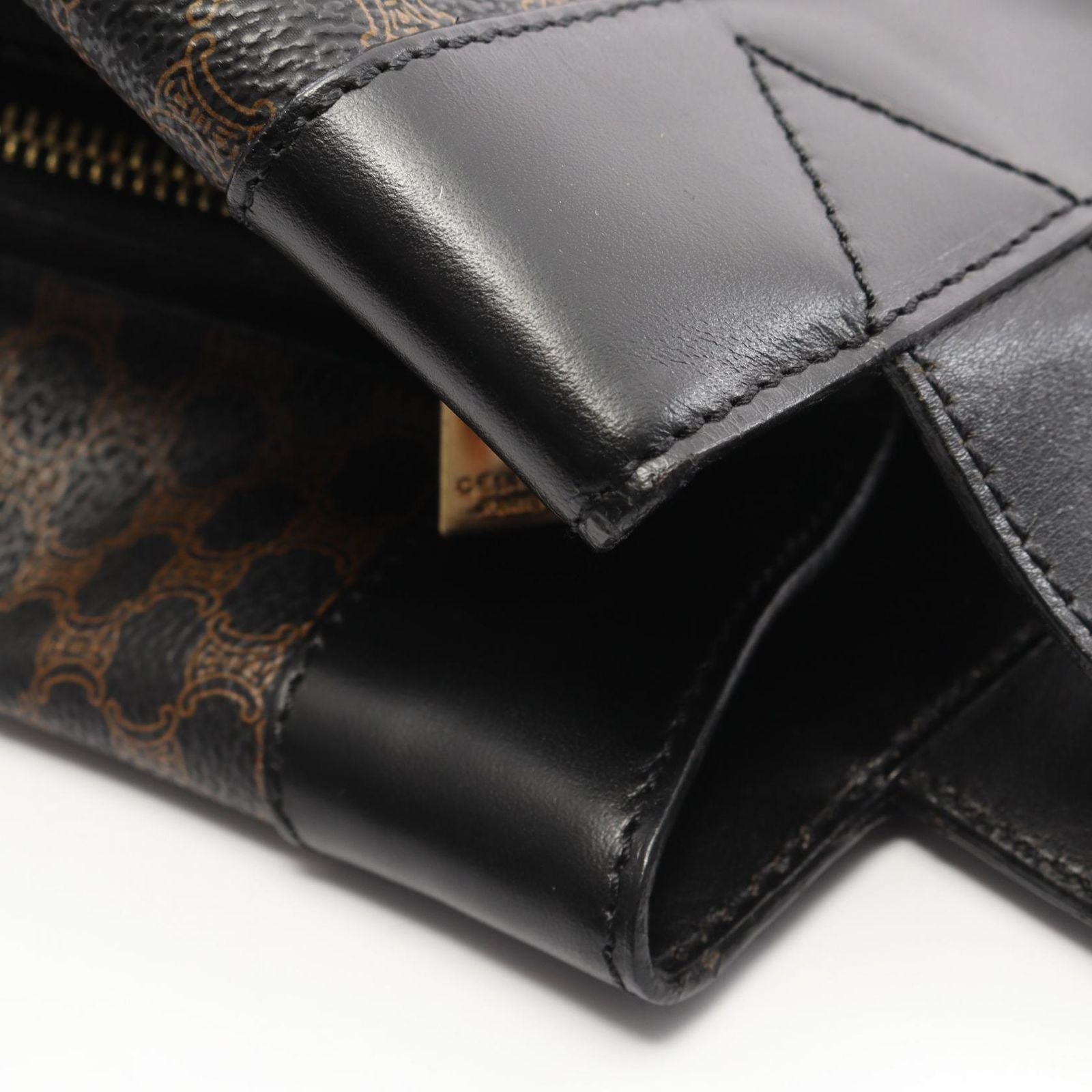 Celine Seri Tote Macadamia Black Coating Ting Canvas Leather Shoulder — view 8
