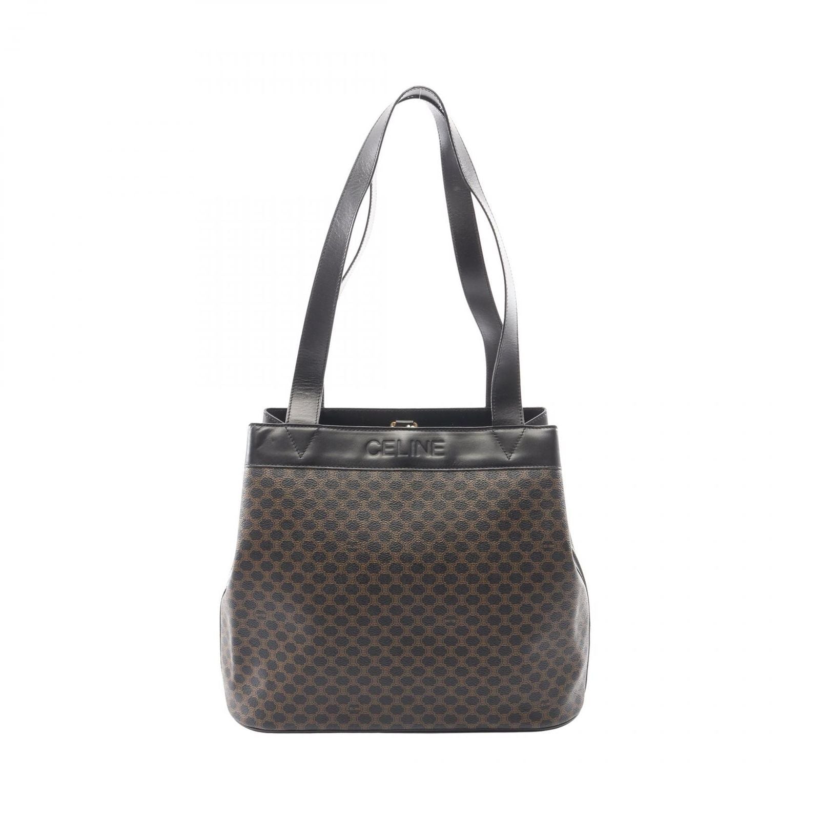Celine Seri Tote Macadamia Black Coating Ting Canvas Leather Shoulder
