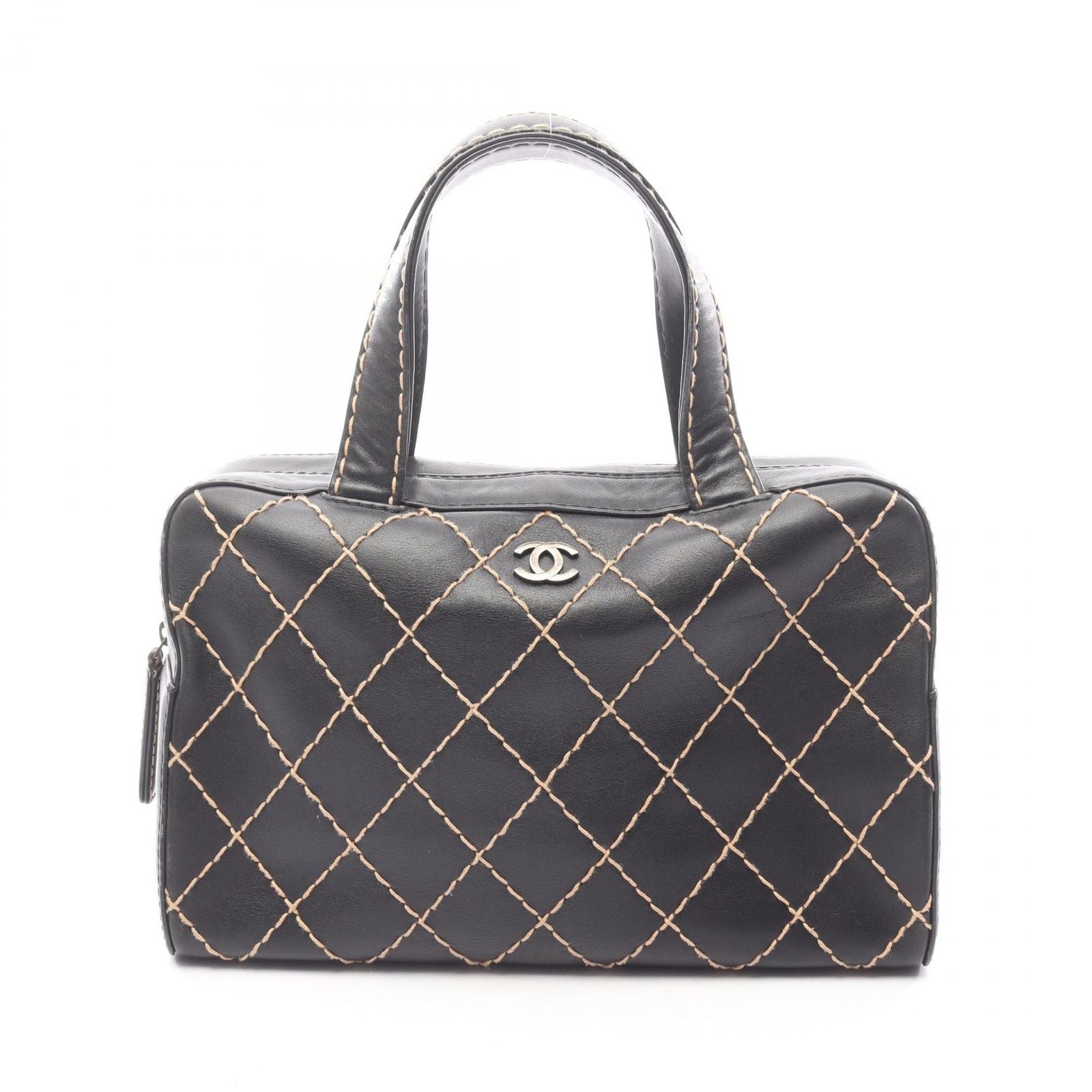 Chanel Handbag Wild Stitch Black Leather